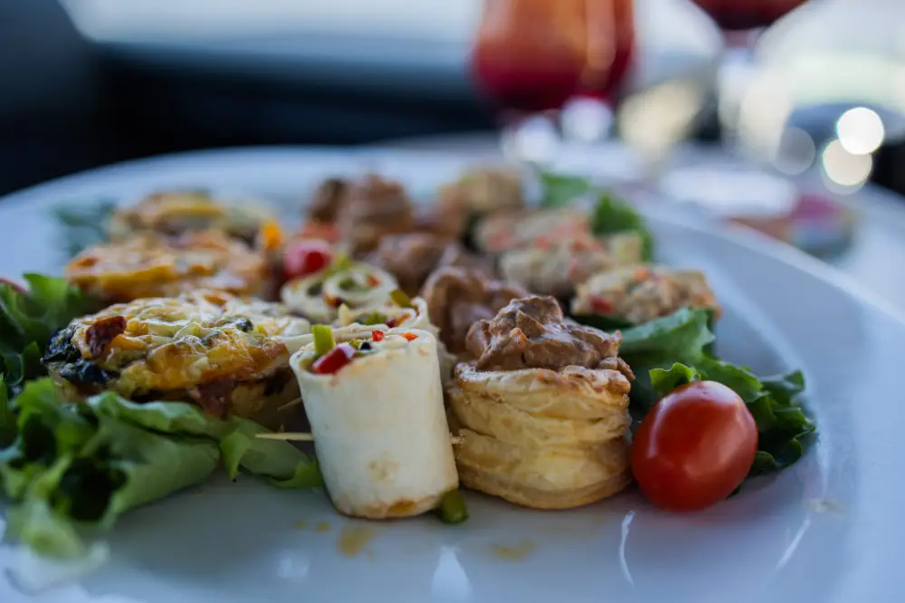 Canapés on a pontoon table